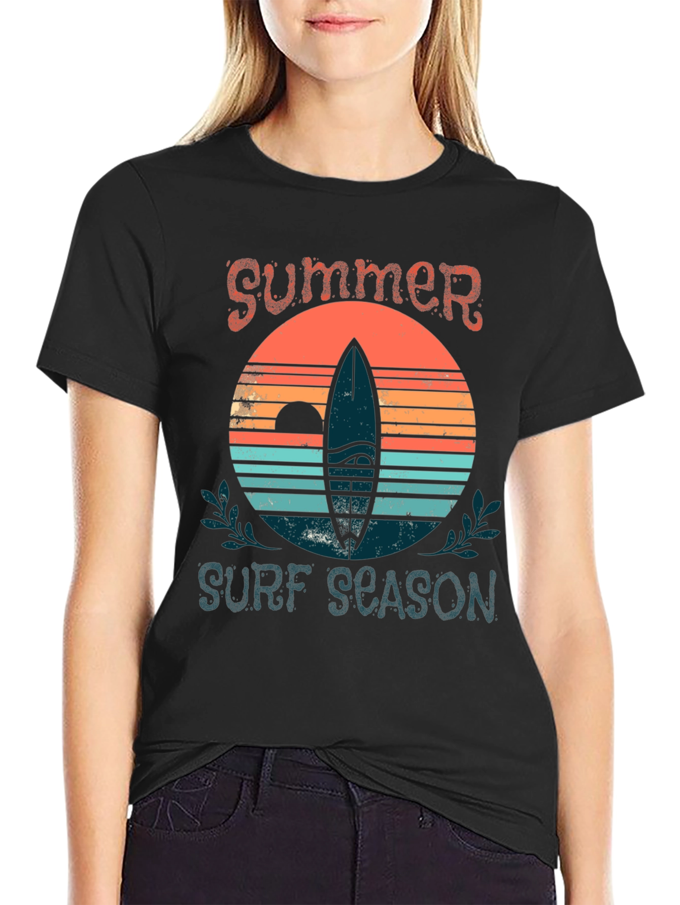 Summer Surf Season Graphic Tee - Black