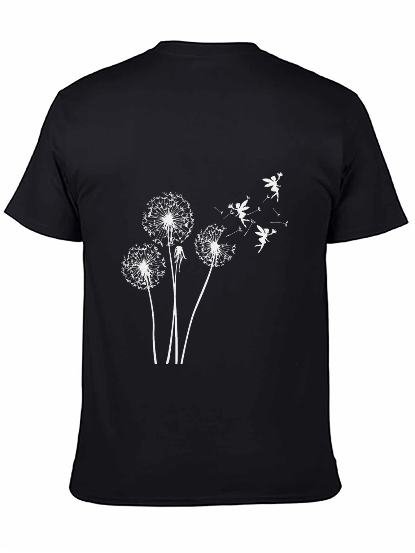 Dandelion Fairy Print Black T-Shirt