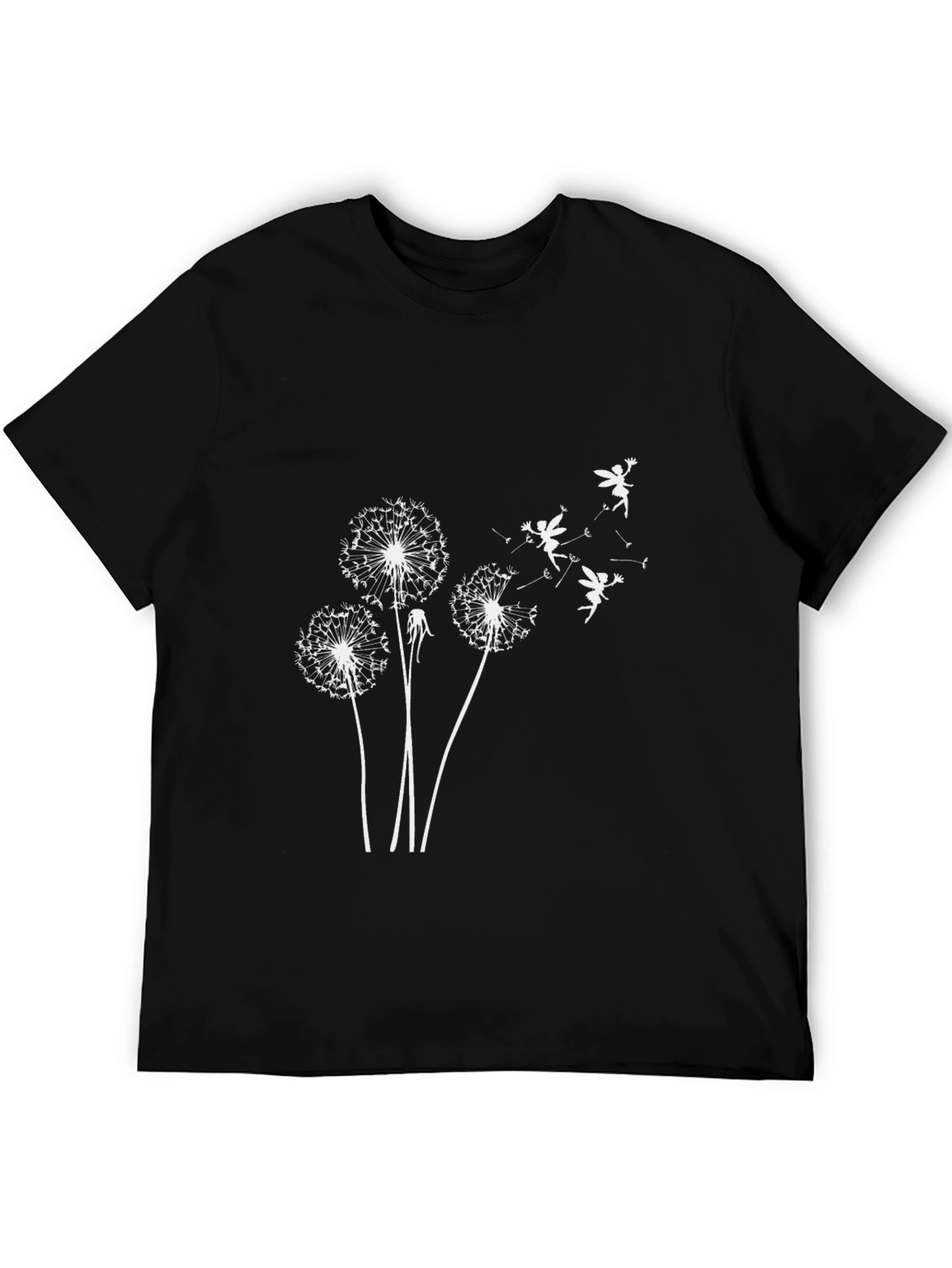 Dandelion Fairy Print Black T-Shirt