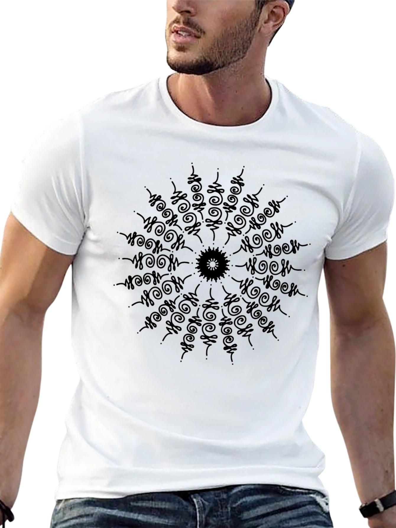 Mystic Mandala Black T-Shirt - Casual Graphic Tee