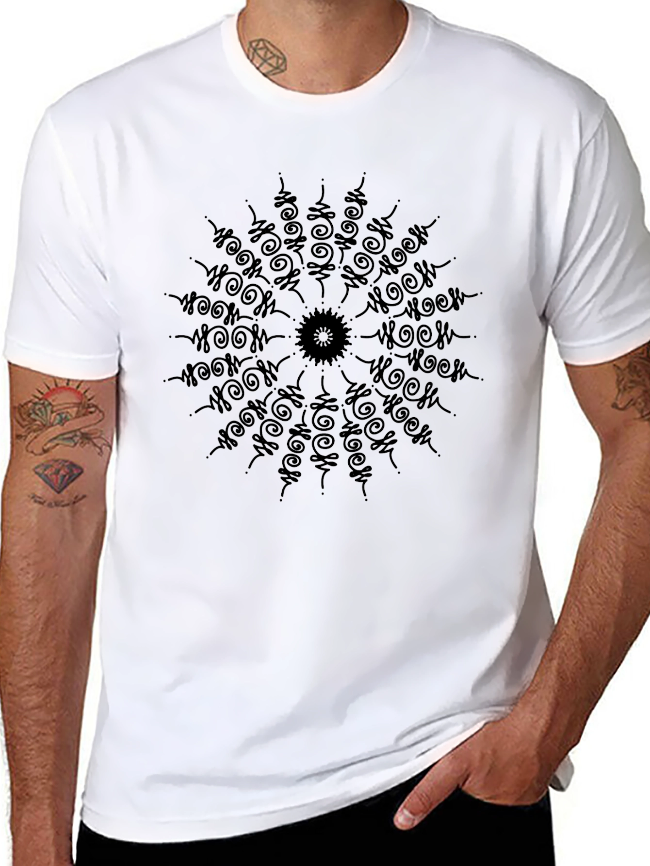 Mystic Mandala Black T-Shirt - Casual Graphic Tee