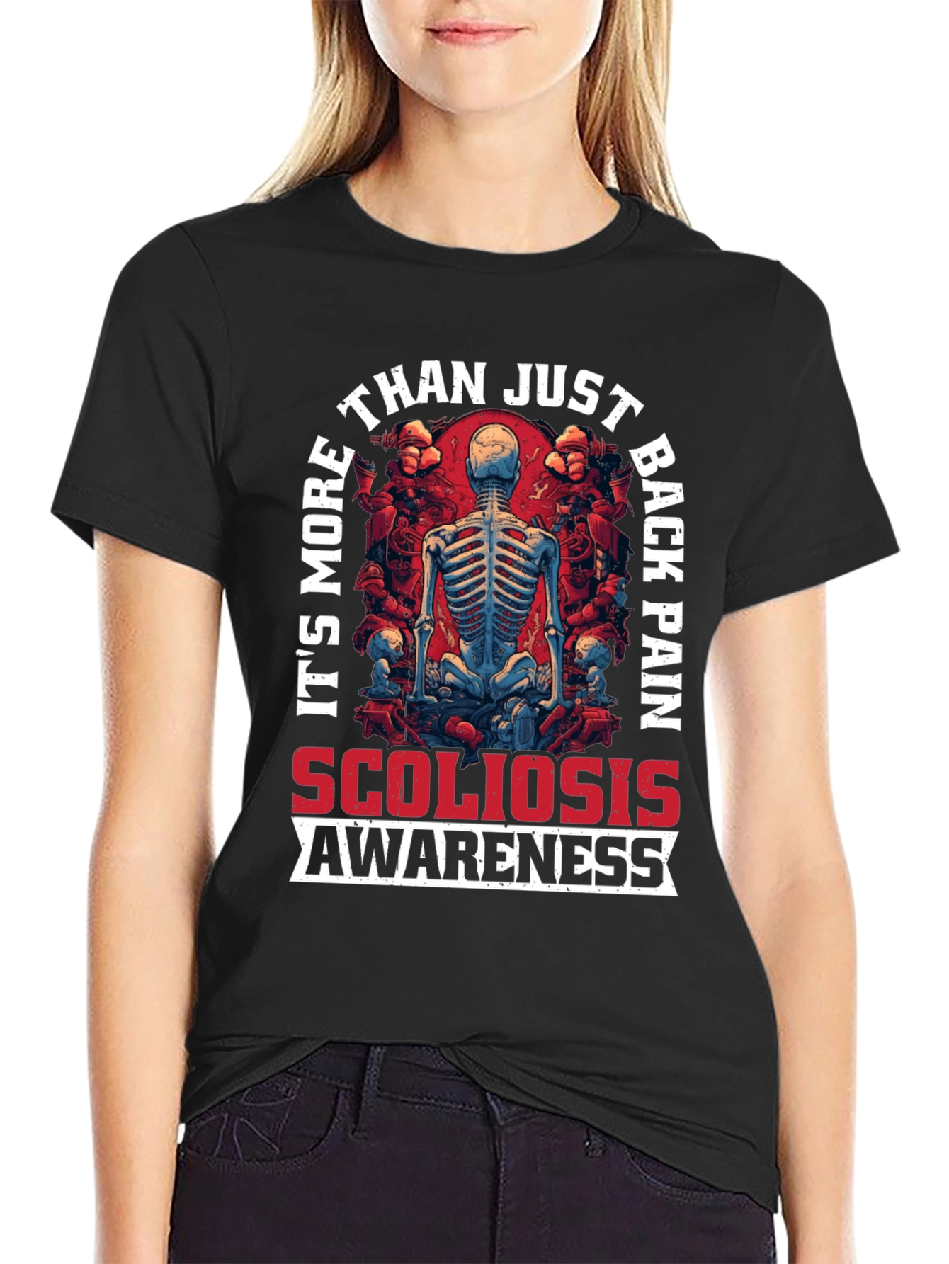 Scoliosis Awareness T-Shirt - Spine Skeleton Graphic Tee