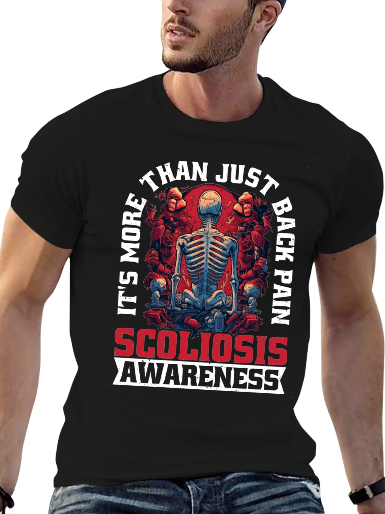 Scoliosis Awareness T-Shirt - Spine Skeleton Graphic Tee