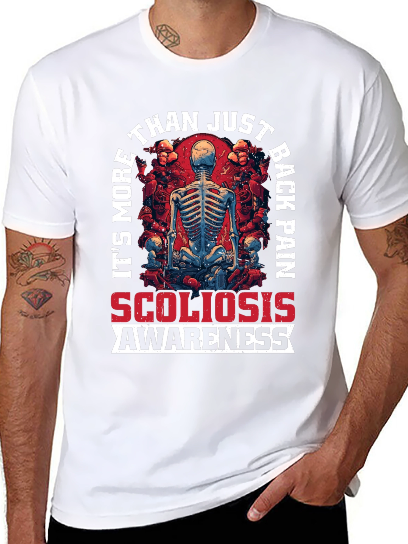 Scoliosis Awareness T-Shirt - Spine Skeleton Graphic Tee