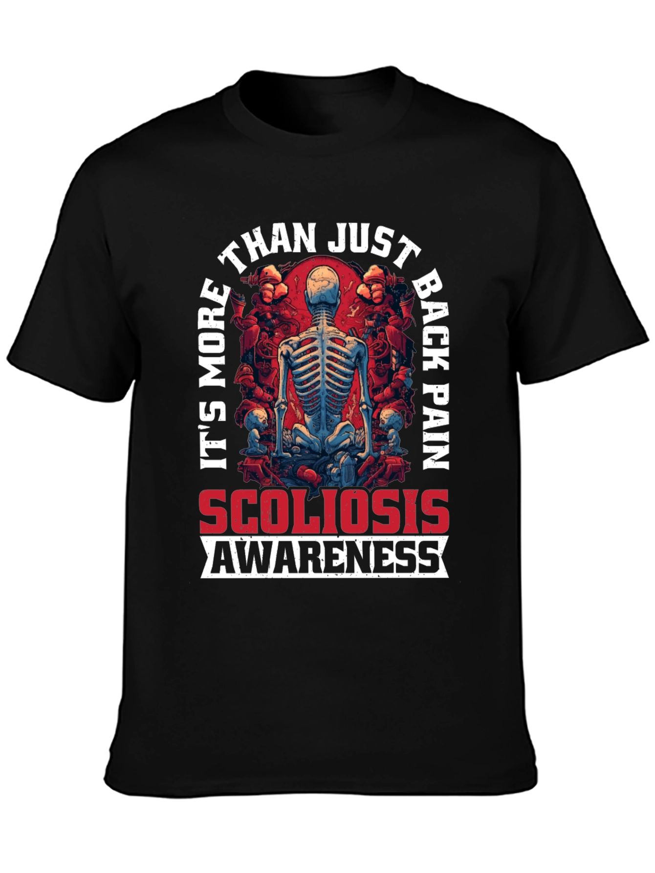 Scoliosis Awareness T-Shirt - Spine Skeleton Graphic Tee