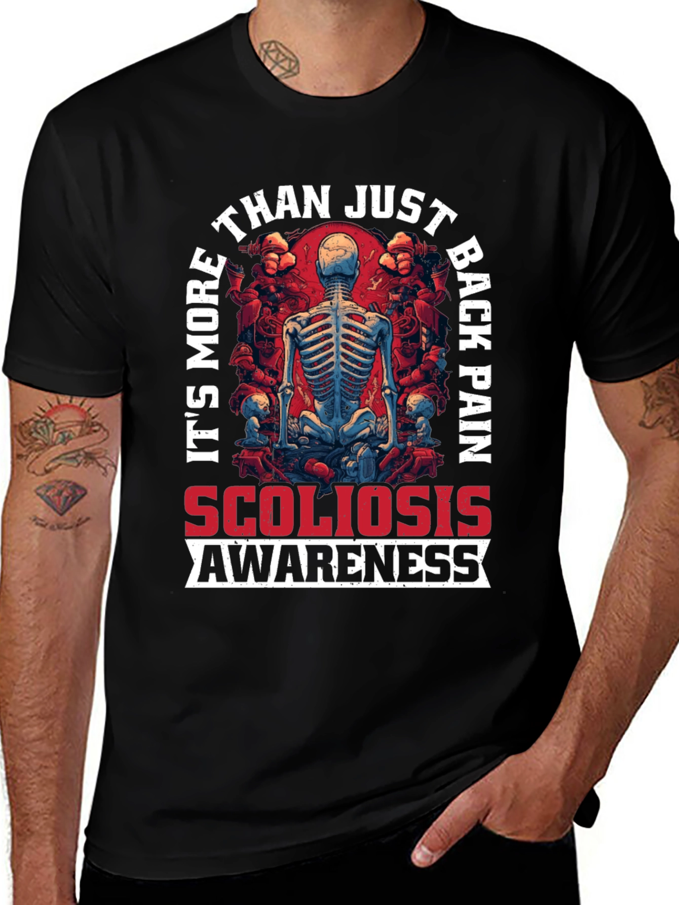 Scoliosis Awareness T-Shirt - Spine Skeleton Graphic Tee