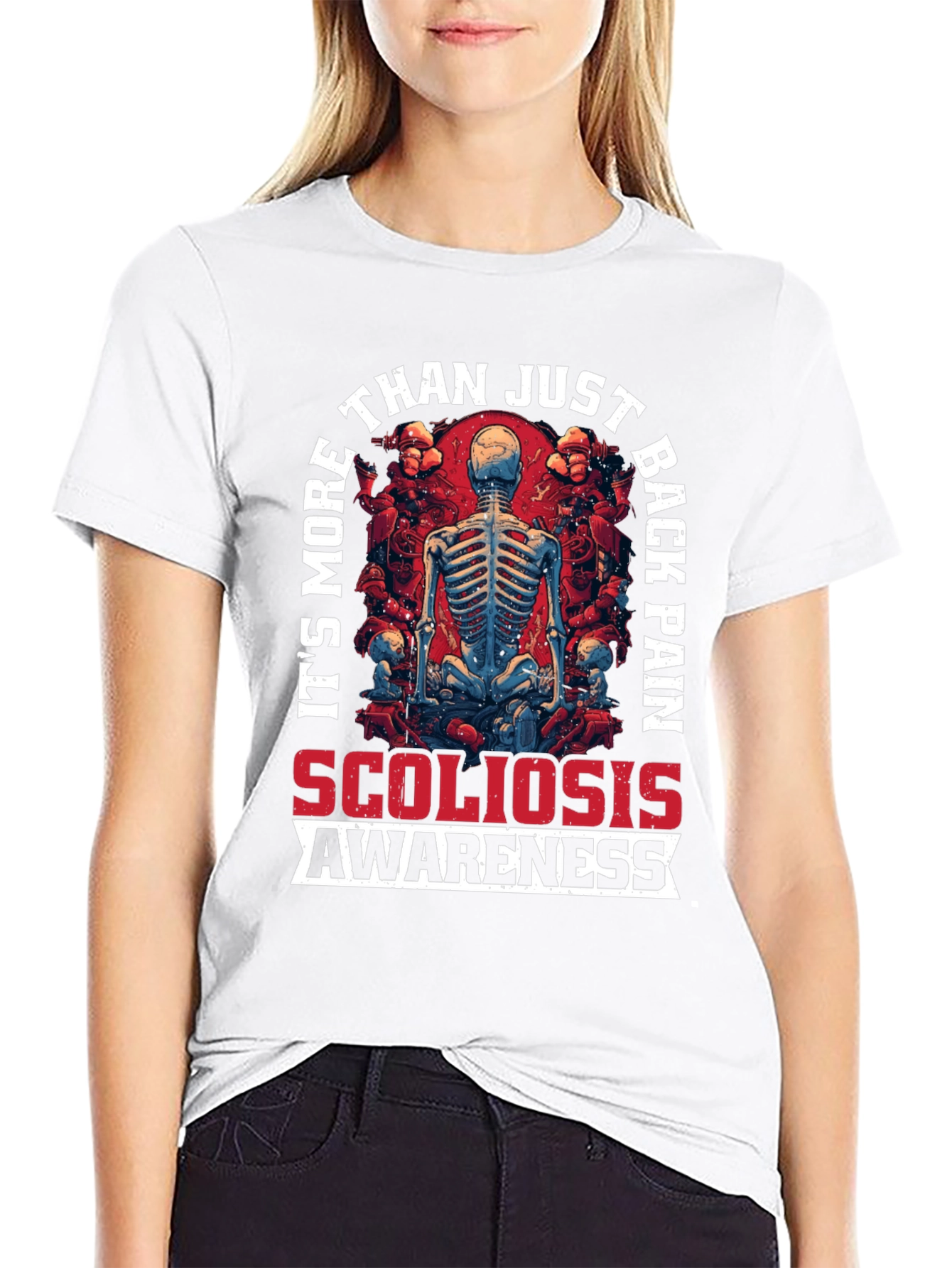 Scoliosis Awareness T-Shirt - Spine Skeleton Graphic Tee