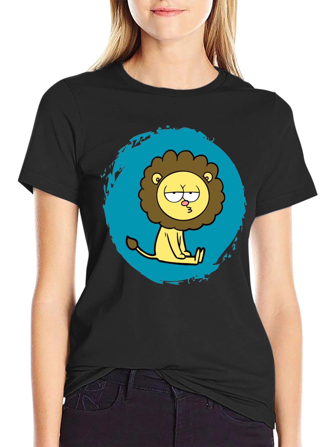Funny Cartoon Lion Graphic T-Shirt