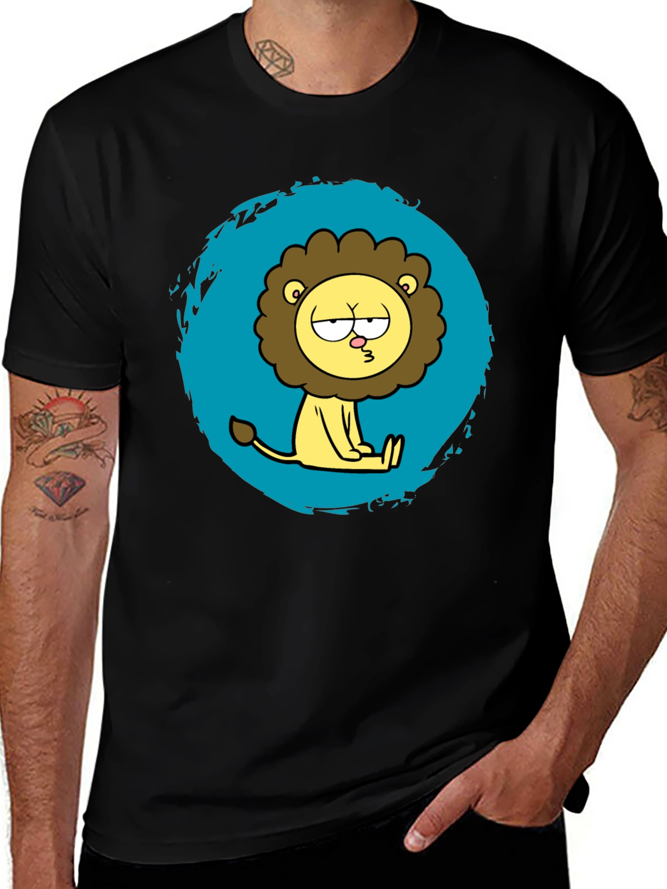 Funny Cartoon Lion Graphic T-Shirt