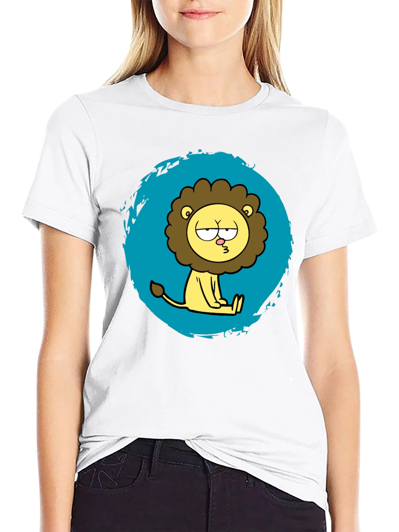 Funny Cartoon Lion Graphic T-Shirt