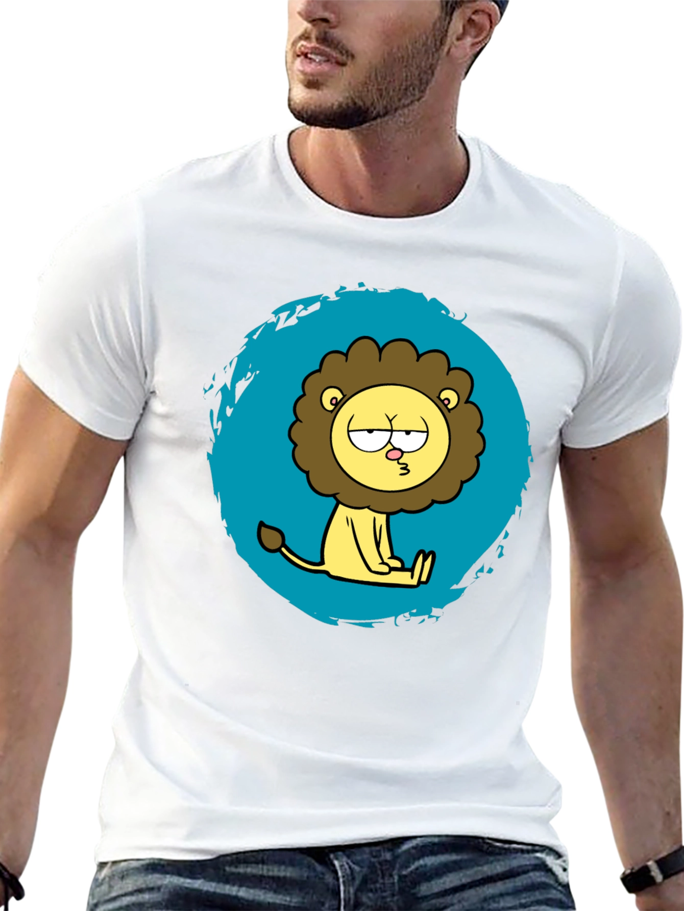 Funny Cartoon Lion Graphic T-Shirt