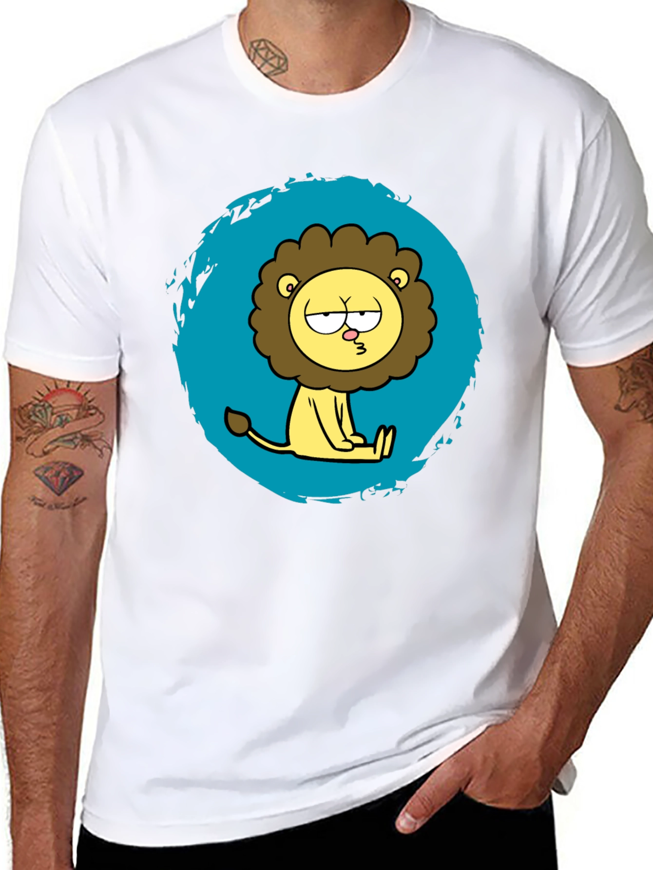 Funny Cartoon Lion Graphic T-Shirt