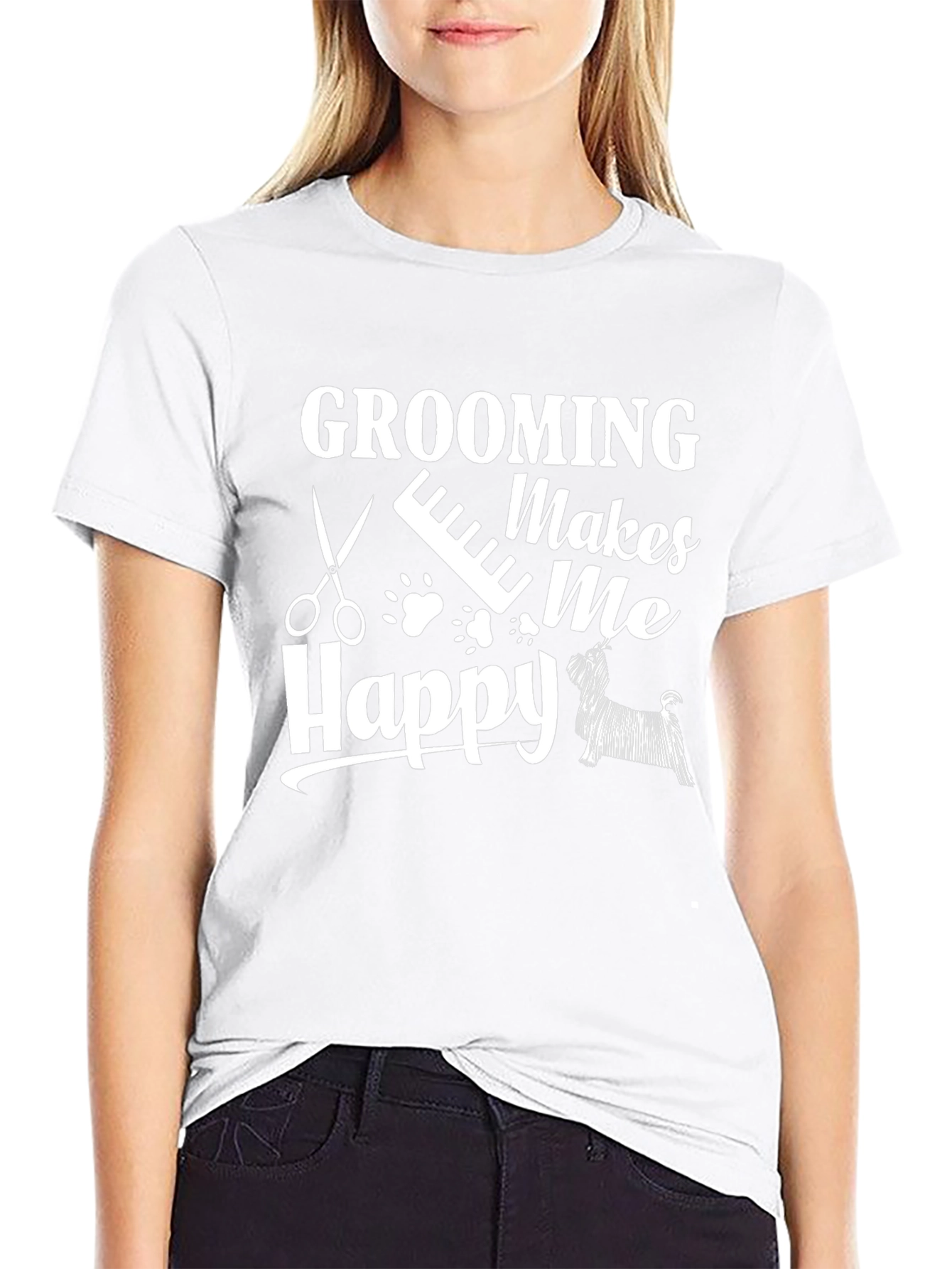 Grooming Makes Me Happy Black T-Shirt
