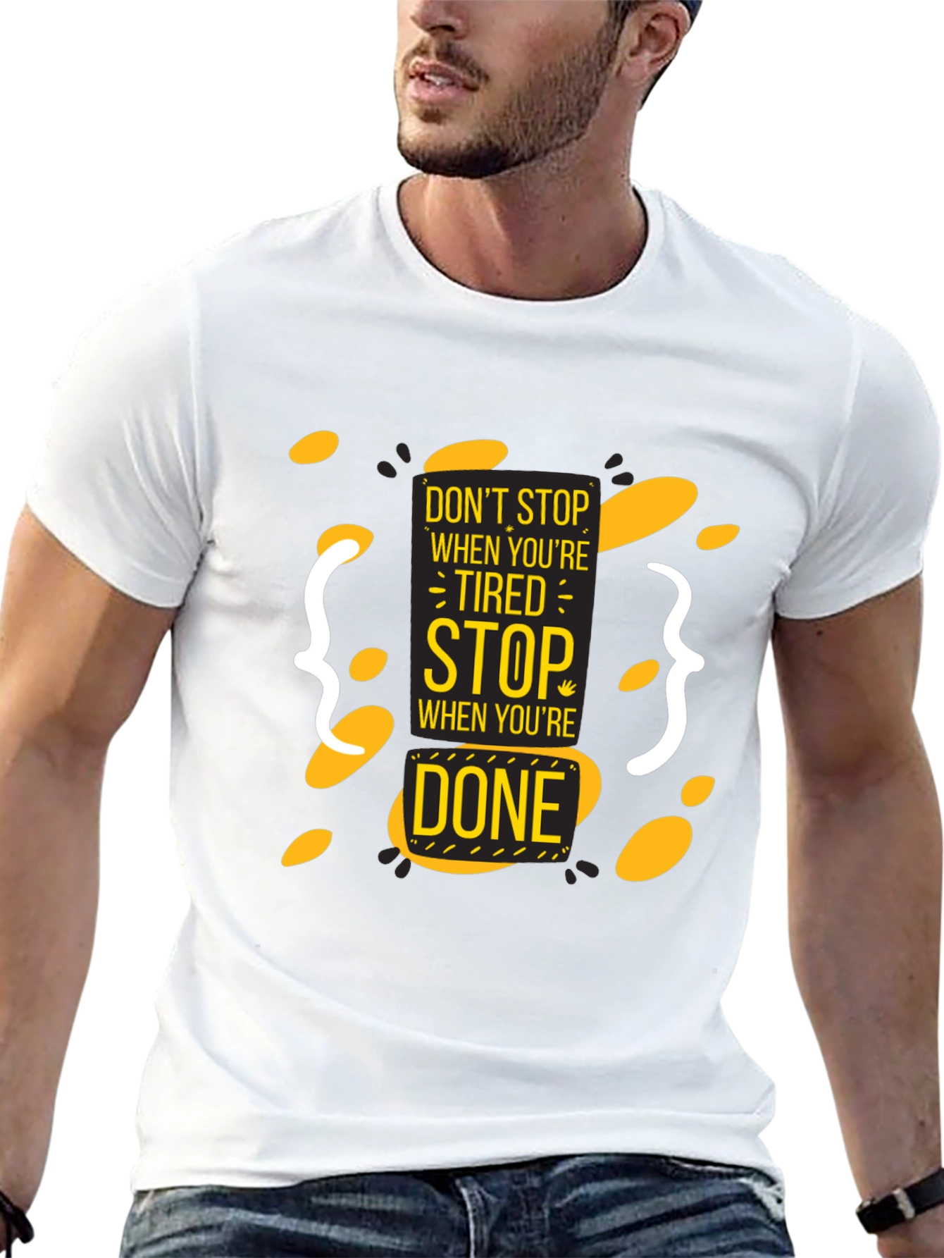Motivational Black T-Shirt - Dont Stop When Tired