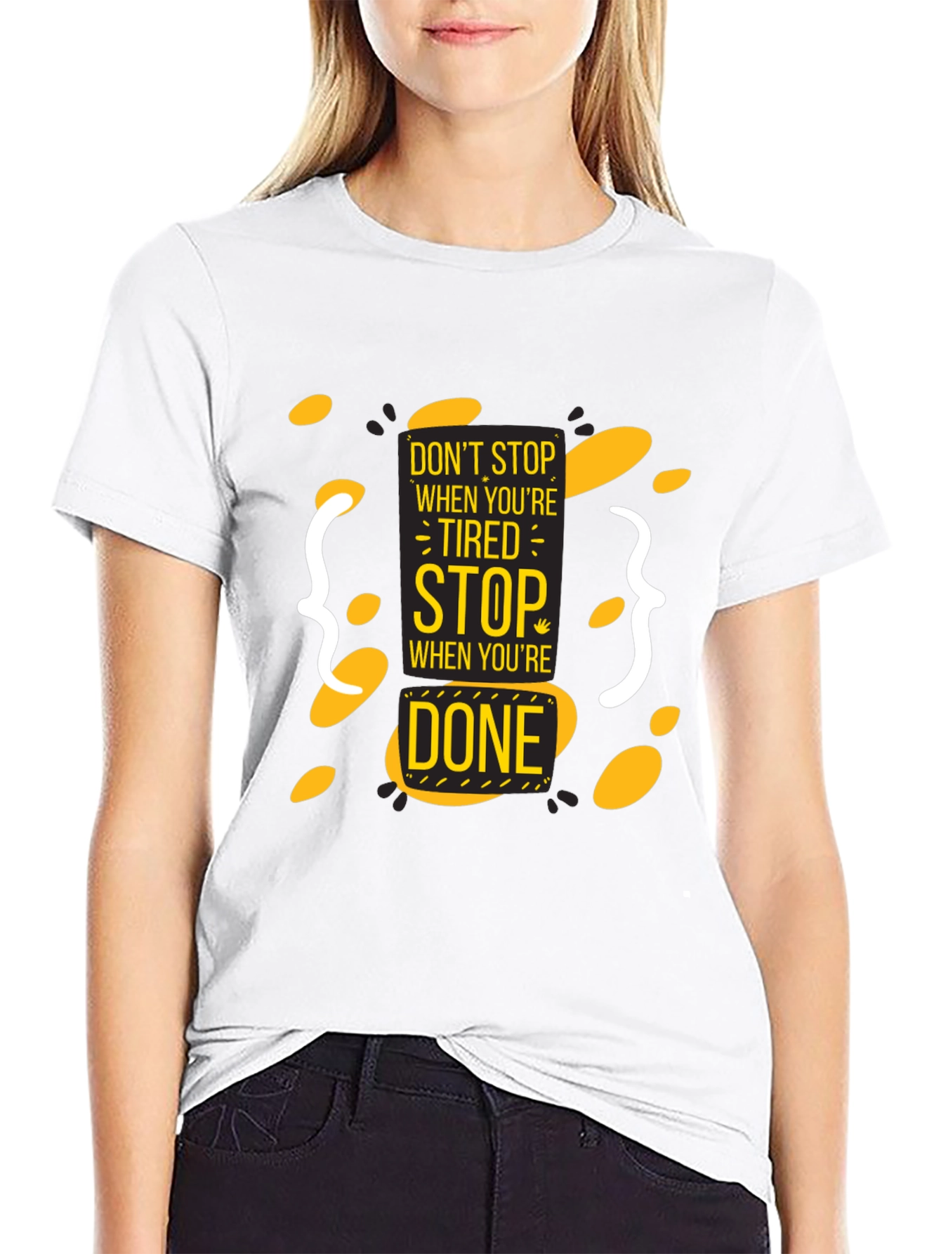 Motivational Black T-Shirt - Dont Stop When Tired