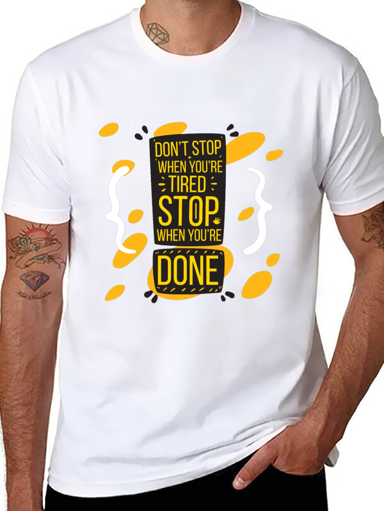 Motivational Black T-Shirt - Dont Stop When Tired