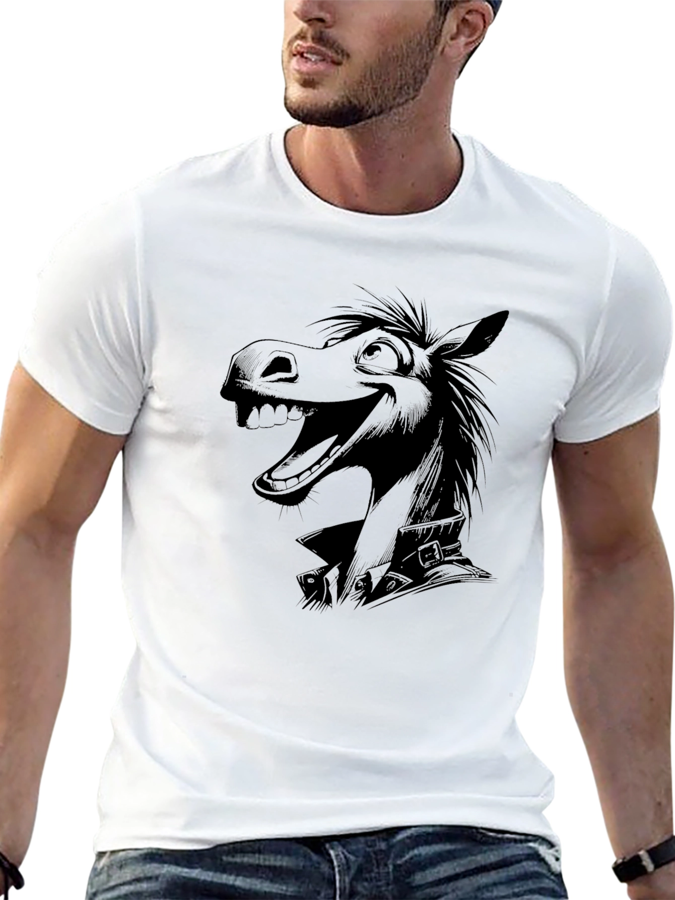 Cartoon Horse Black T-Shirt