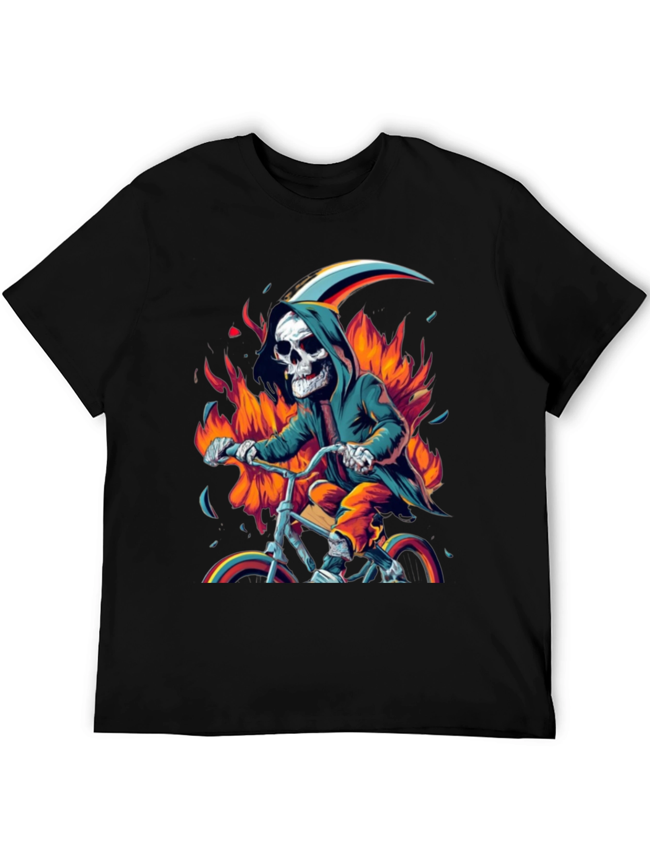 Grim Biker Tee - Fiery Reaper Ride