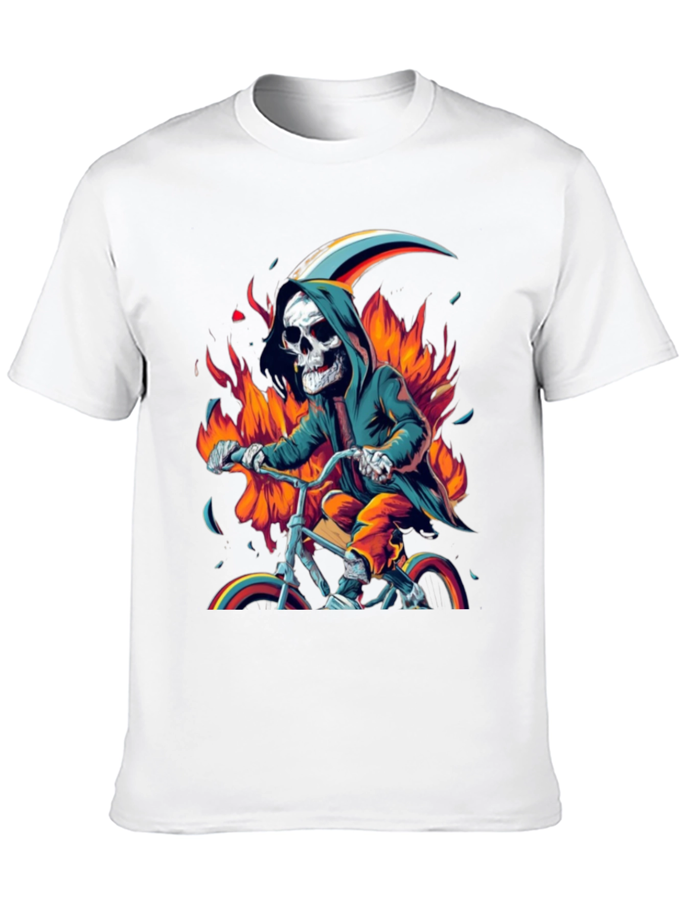 Grim Biker Tee - Fiery Reaper Ride