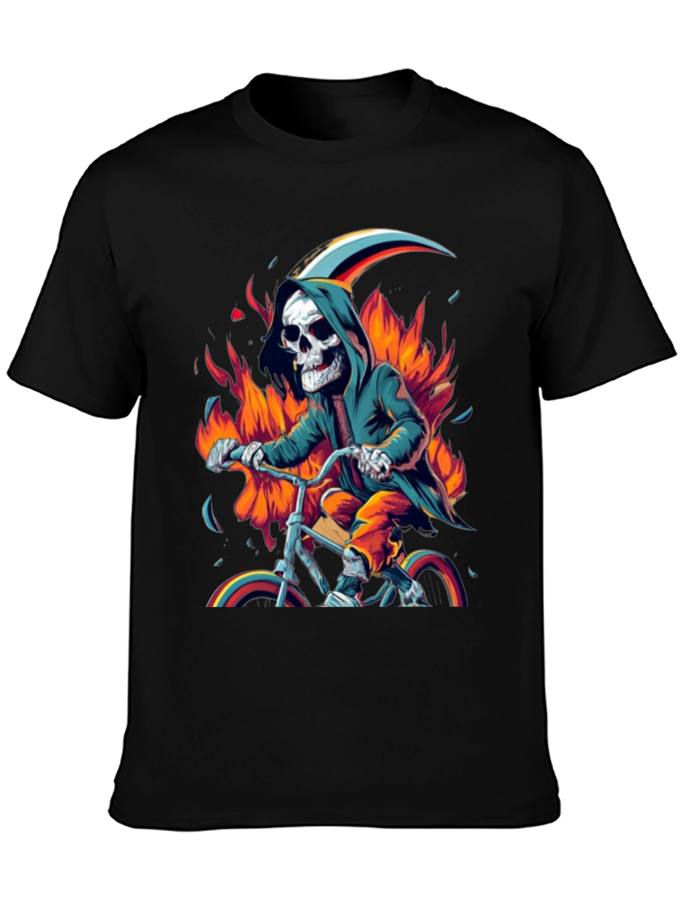 Grim Biker Tee - Fiery Reaper Ride