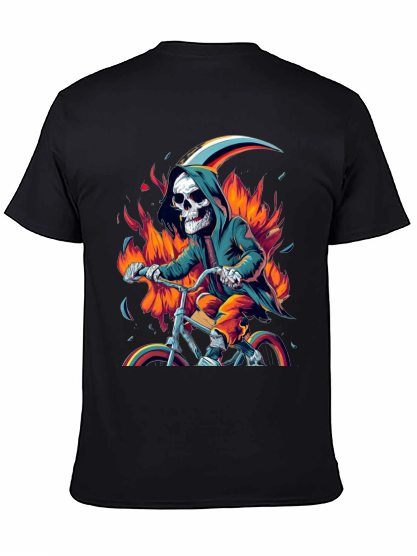 Grim Biker Tee - Fiery Reaper Ride