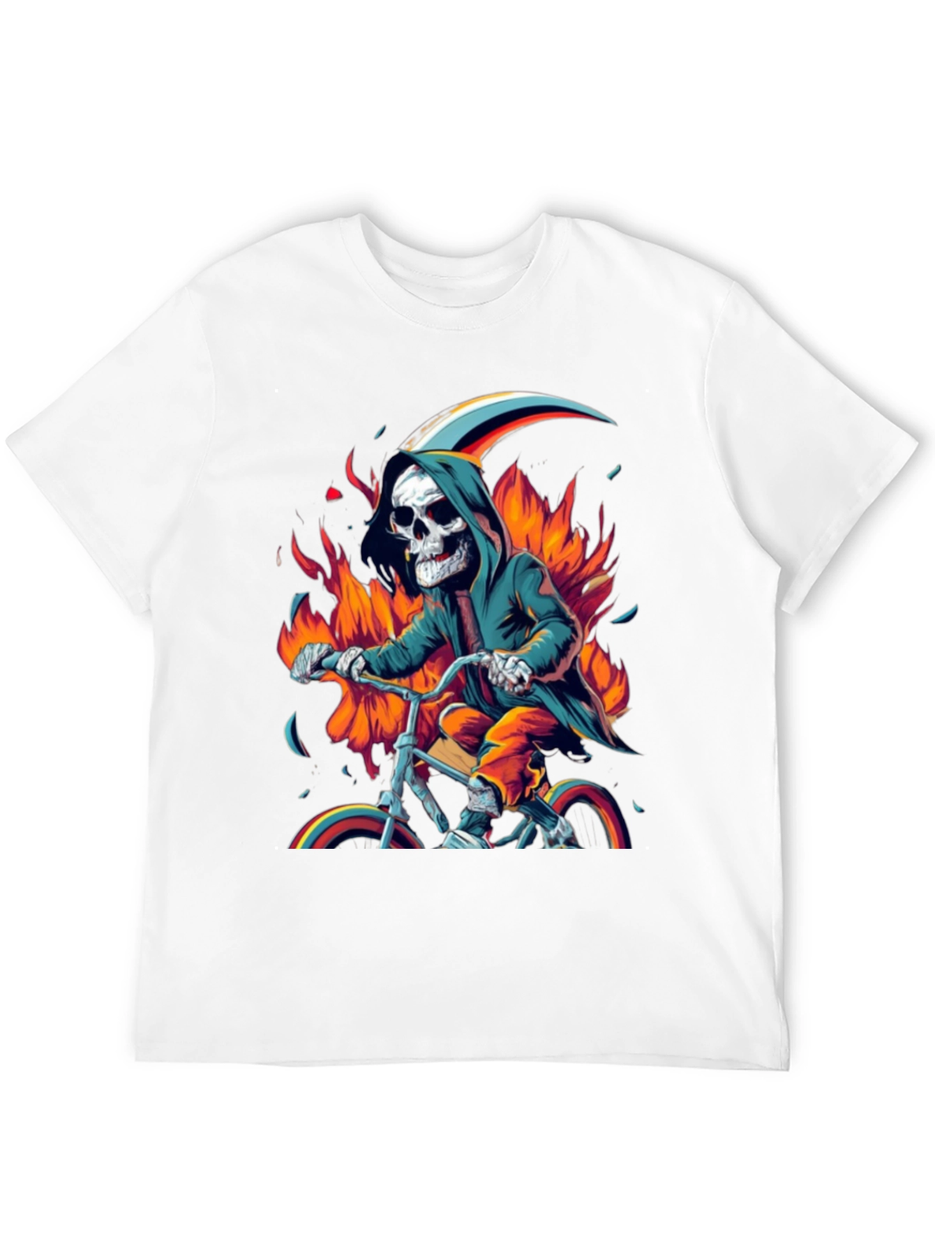 Grim Biker Tee - Fiery Reaper Ride