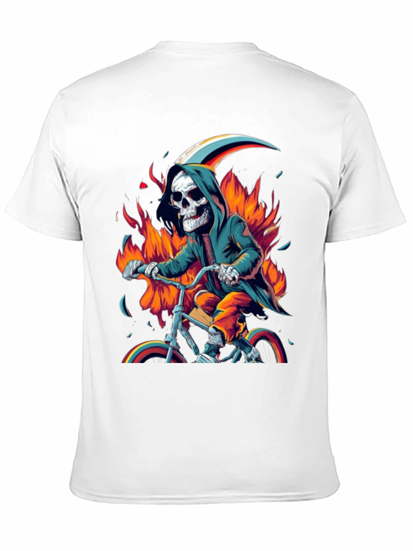Grim Biker Tee - Fiery Reaper Ride
