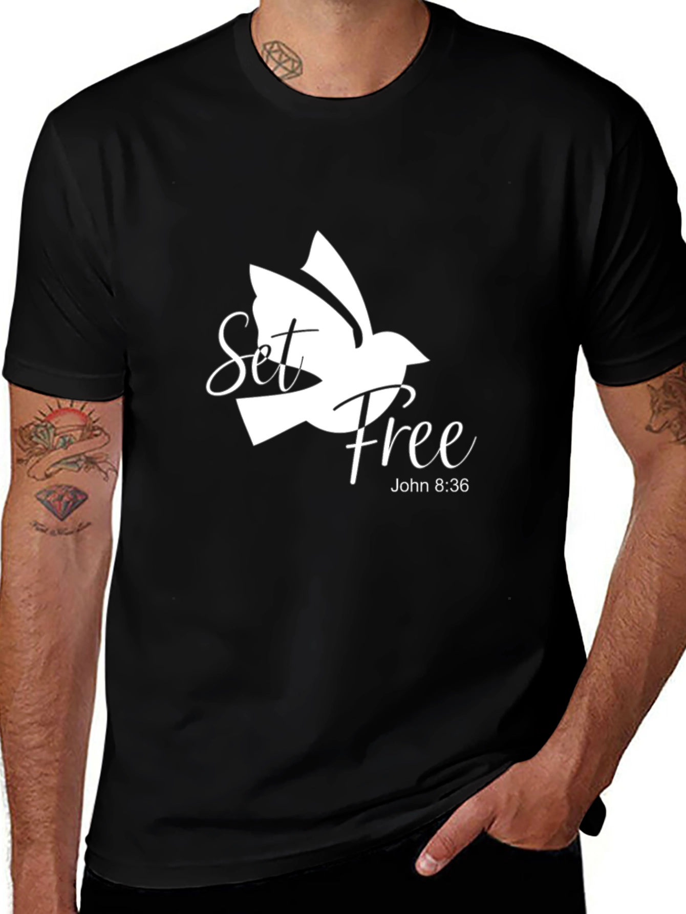 Set Free Dove Graphic Black T-Shirt