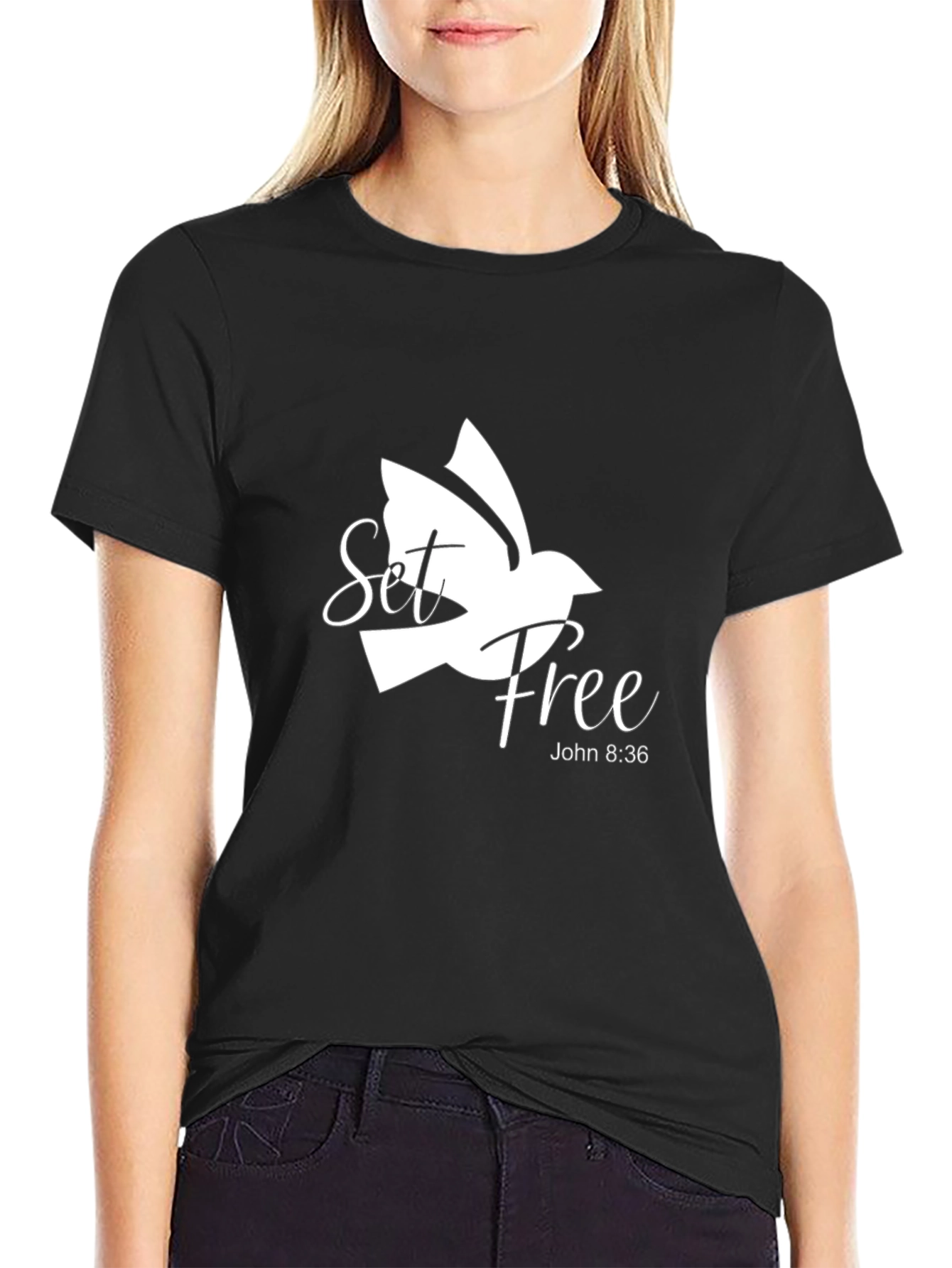 Set Free Dove Graphic Black T-Shirt