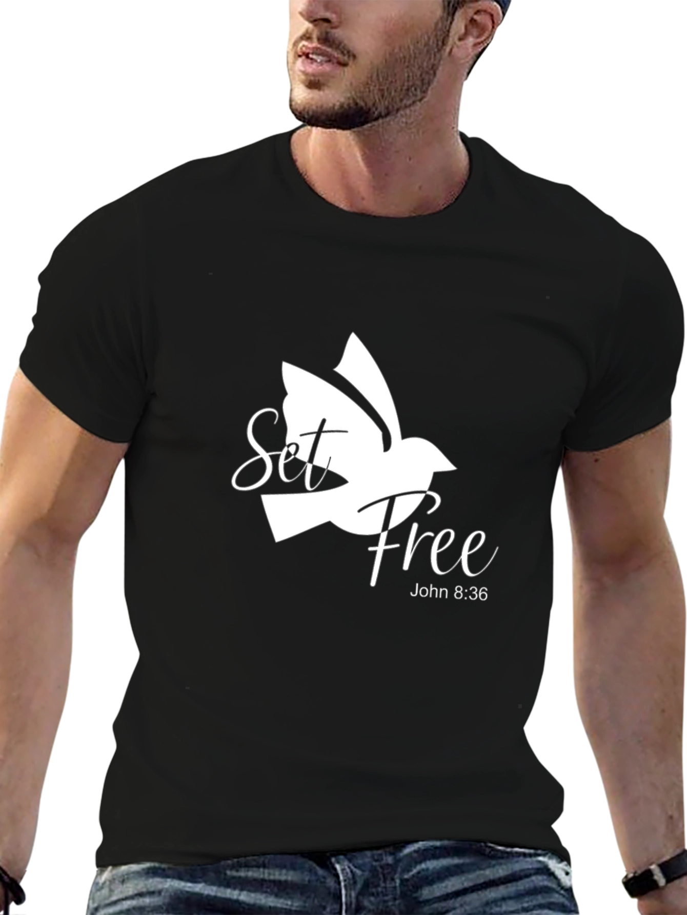 Set Free Dove Graphic Black T-Shirt