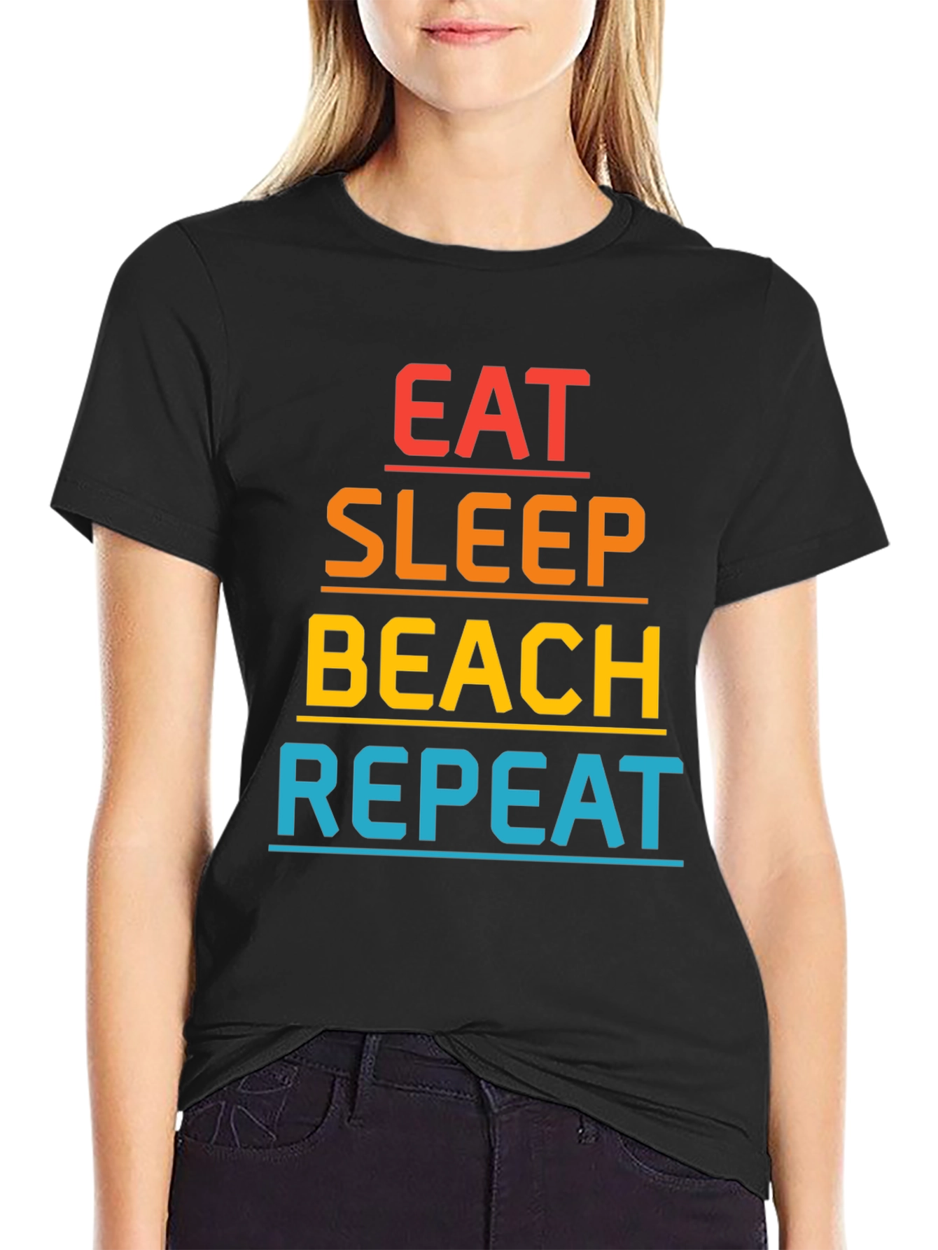 Eat Sleep Beach Repeat Graphic T-Shirt