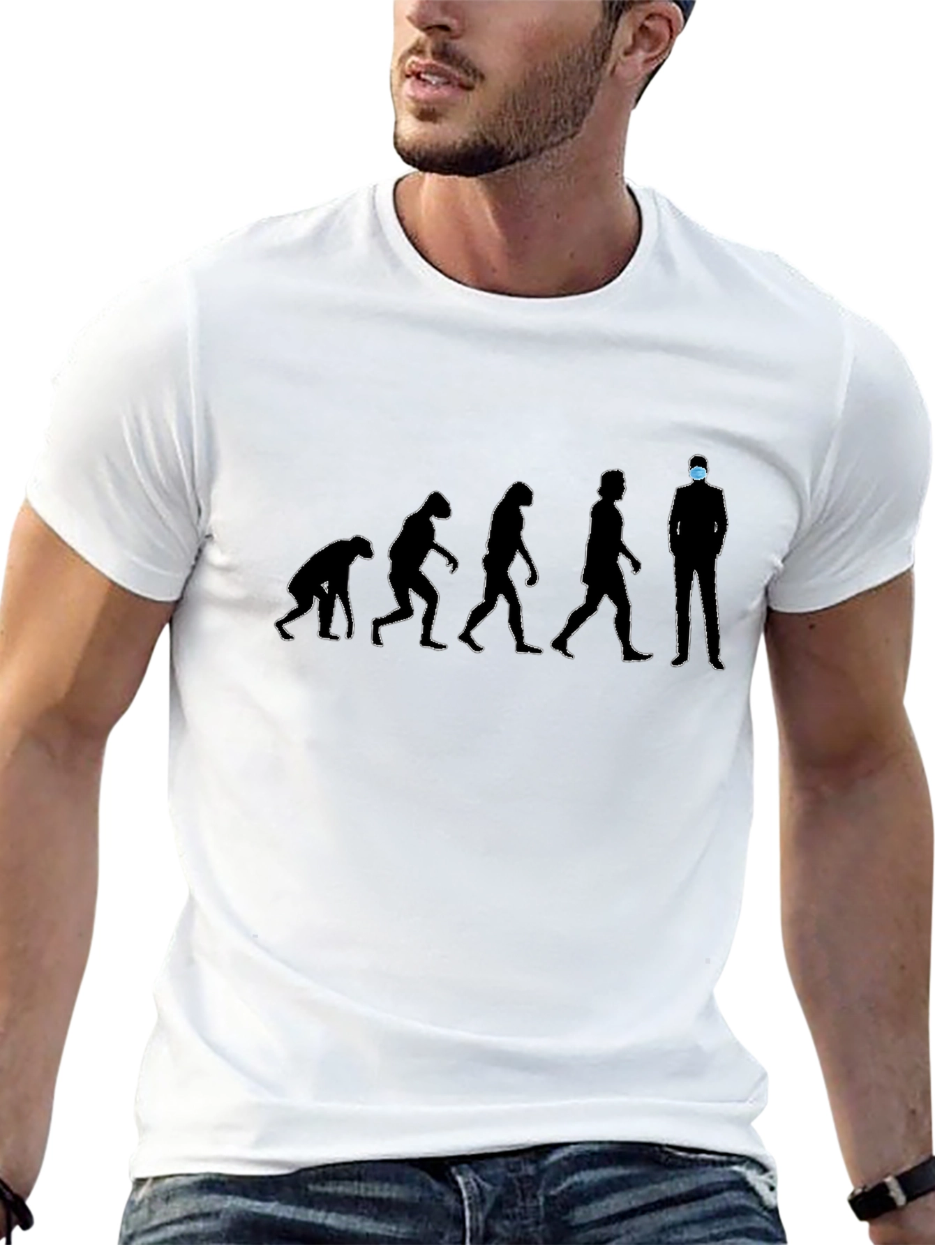 Evolution Man Mask T-Shirt - Stay Safe