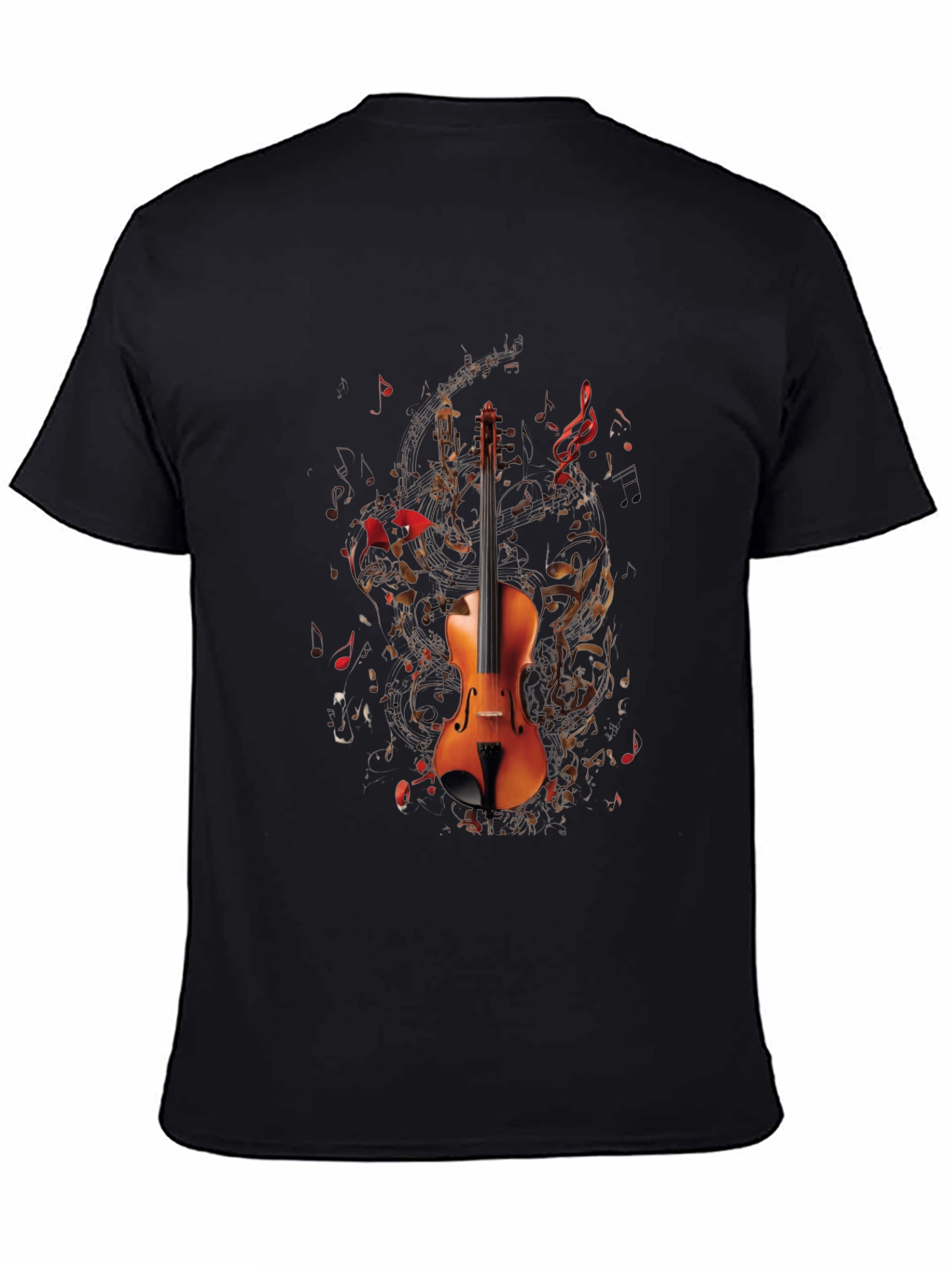 Musical Violin Graphic T-Shirt - Black