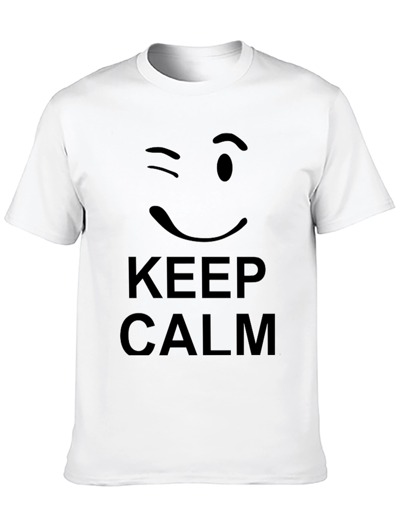 Keep Calm Wink Face Black Graphic Tee