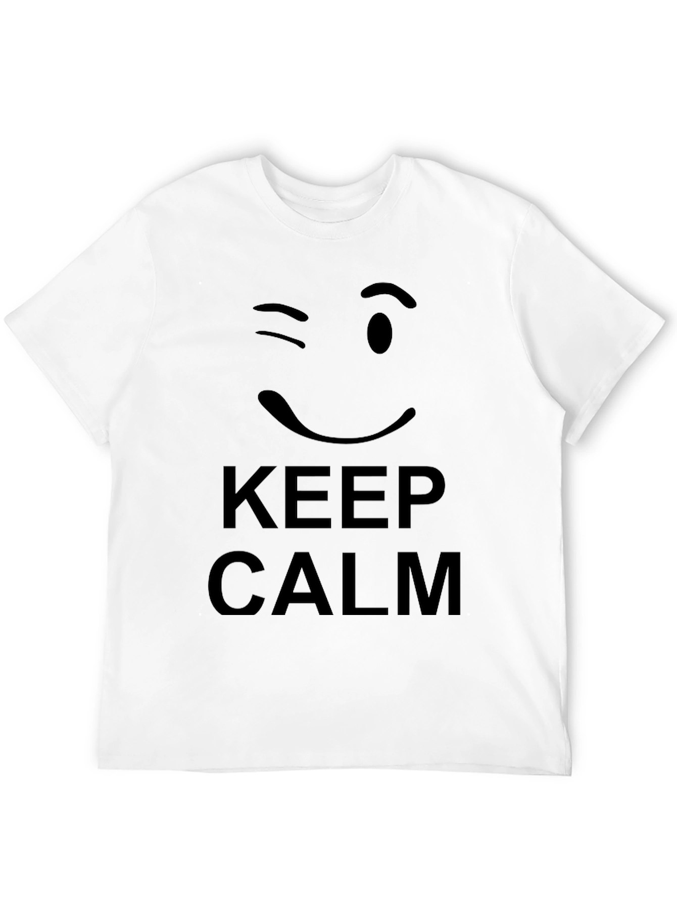 Keep Calm Wink Face Black Graphic Tee