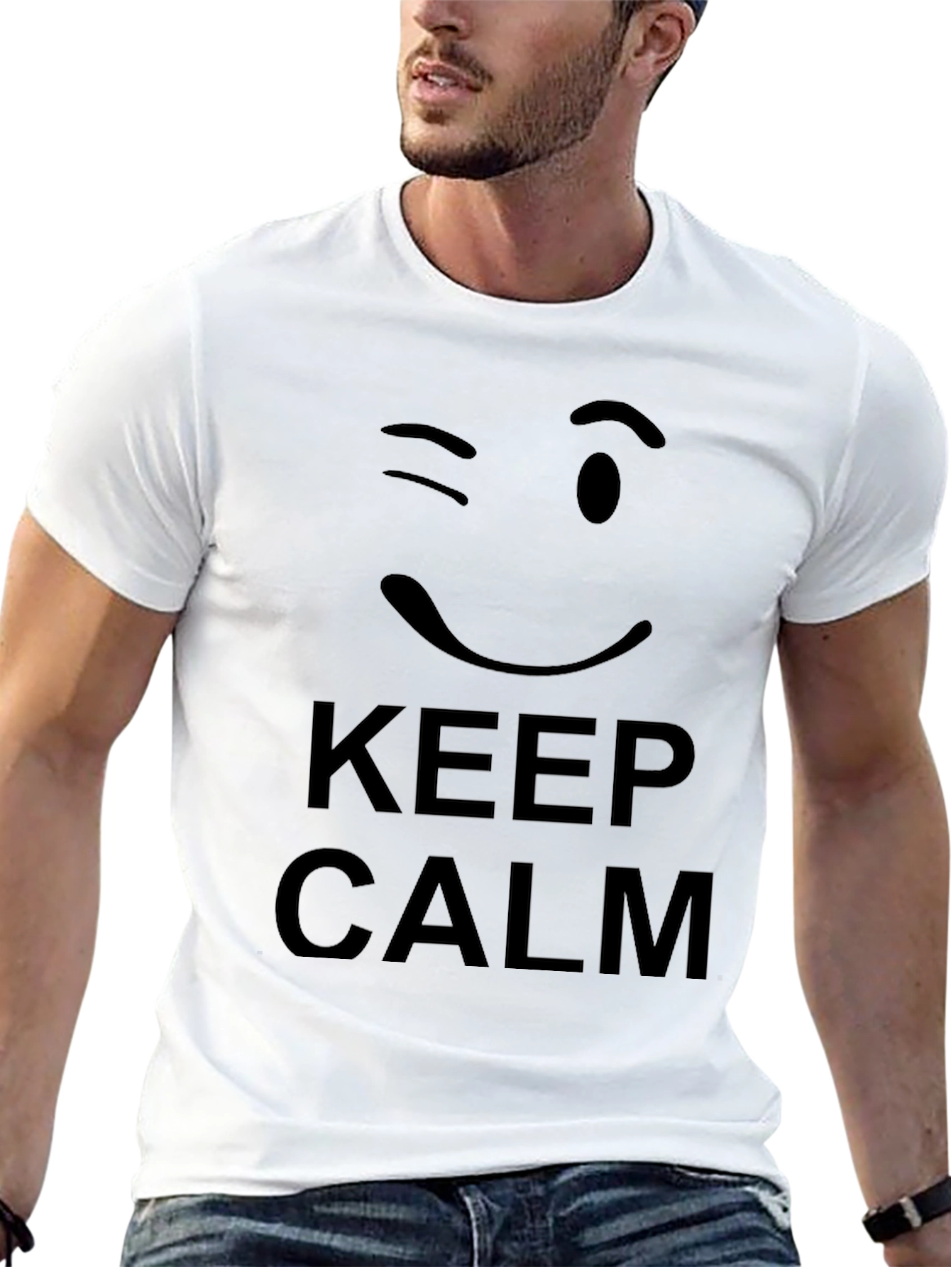 Keep Calm Wink Face Black Graphic Tee