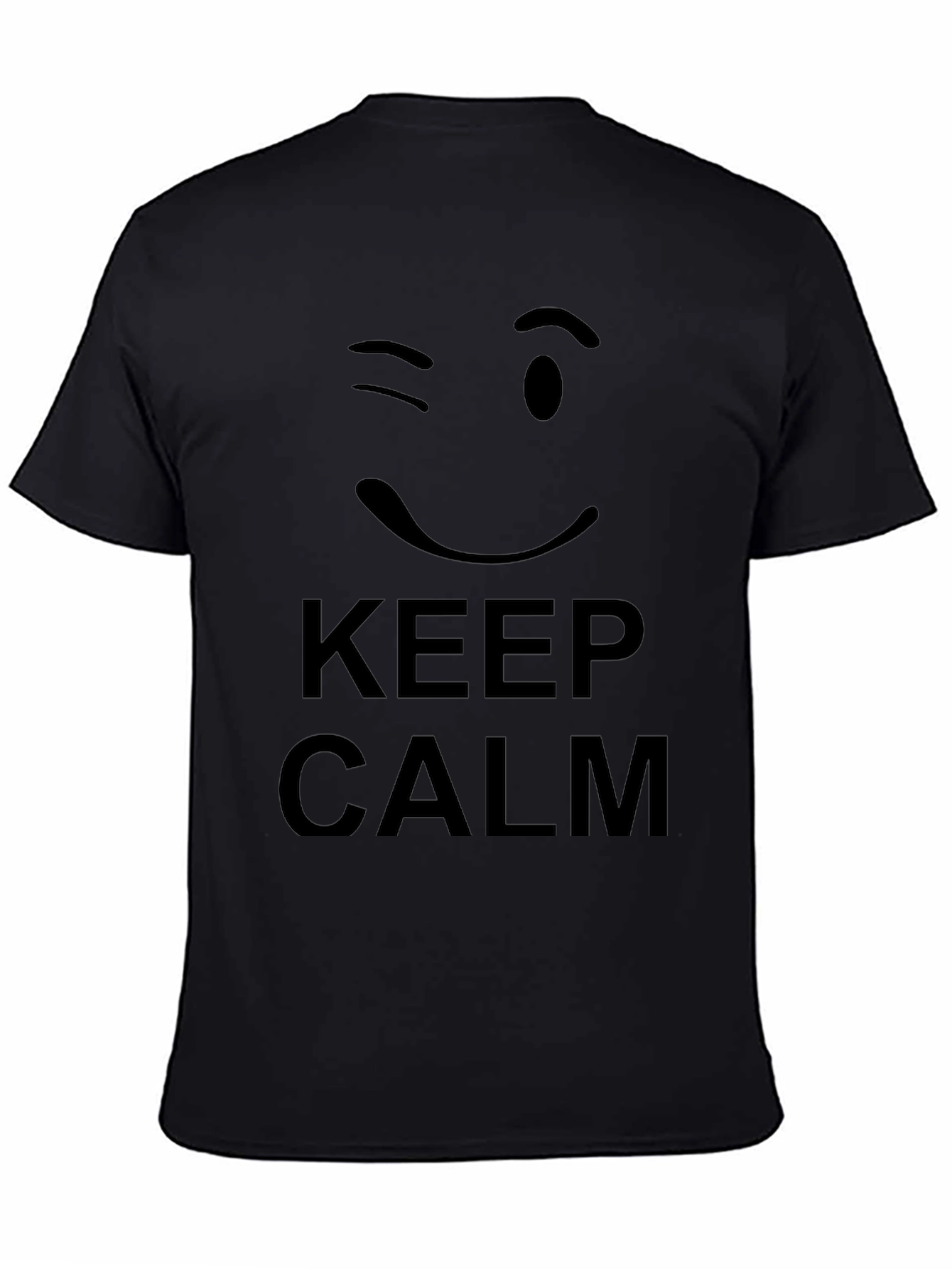 Keep Calm Wink Face Black Graphic Tee