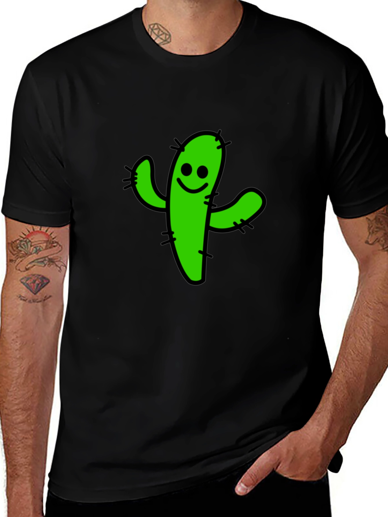 Cactus Graphic Tee - Fun Black T-Shirt