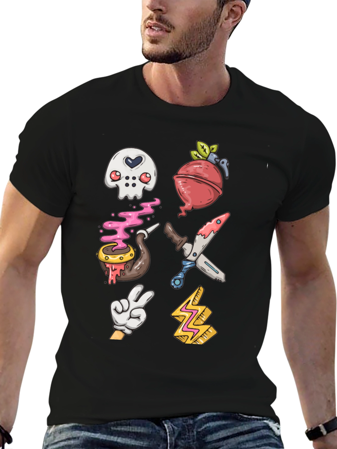 Fun Cartoon Icon Graphic T-Shirt