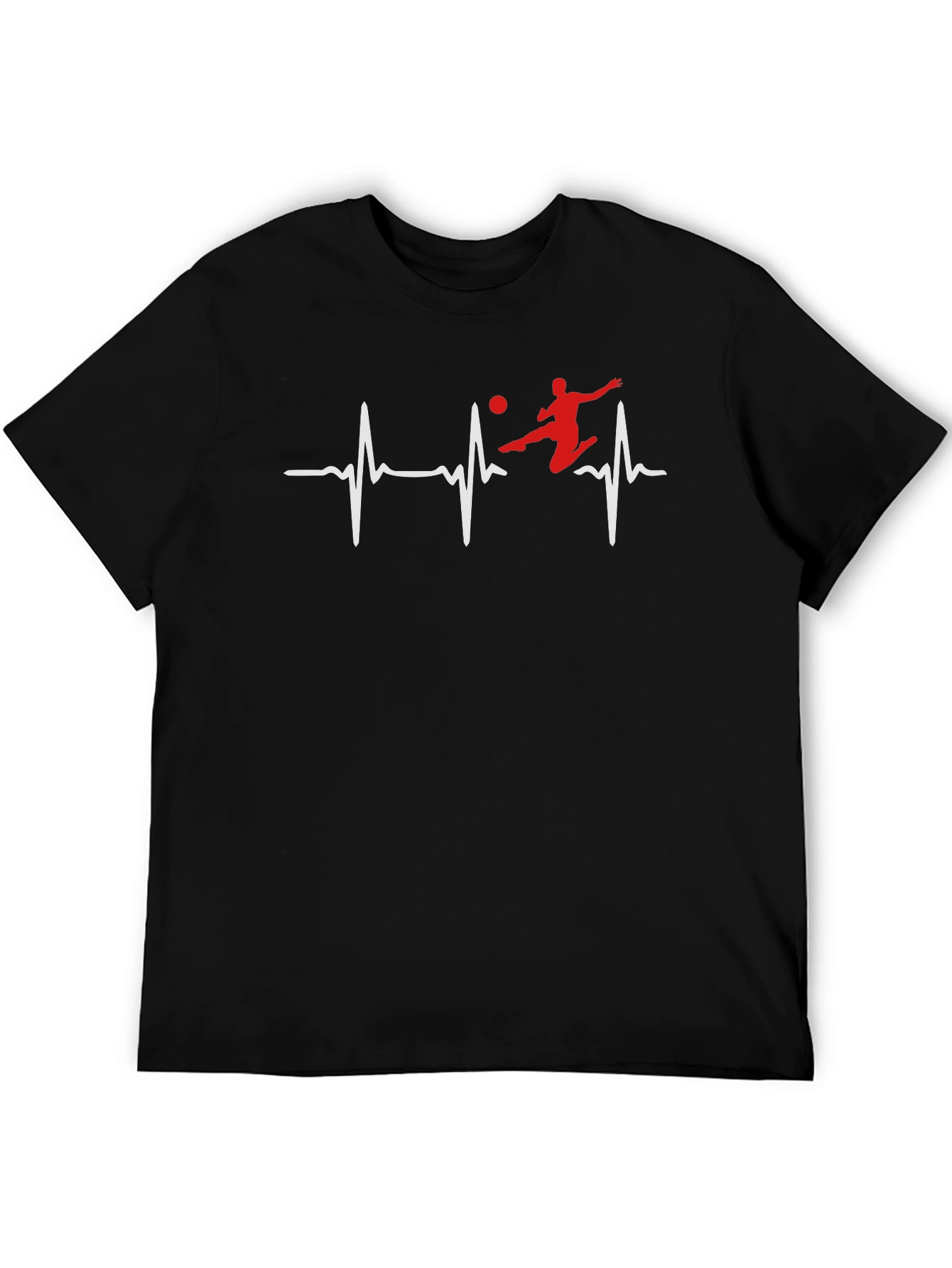 Soccer Heartbeat Graphic Tee - Black Cotton T-Shirt
