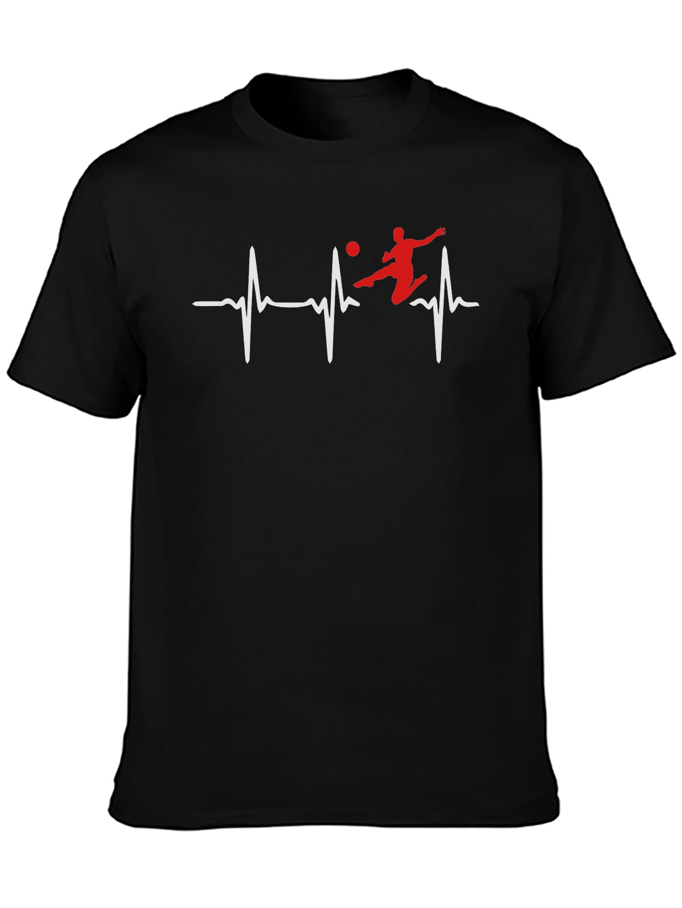 Soccer Heartbeat Graphic Tee - Black Cotton T-Shirt