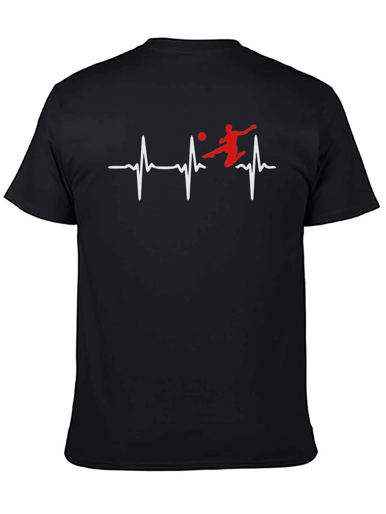Soccer Heartbeat Graphic Tee - Black Cotton T-Shirt