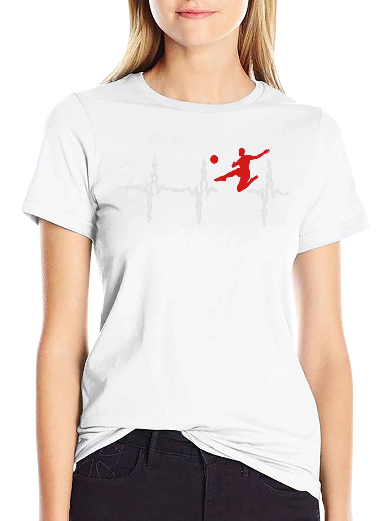 Soccer Heartbeat Graphic Tee - Black Cotton T-Shirt