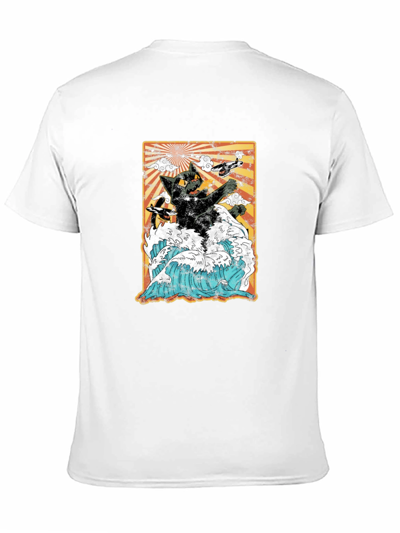 Kaiju Cat T-Shirt - Black Graphic Tee Unique Design