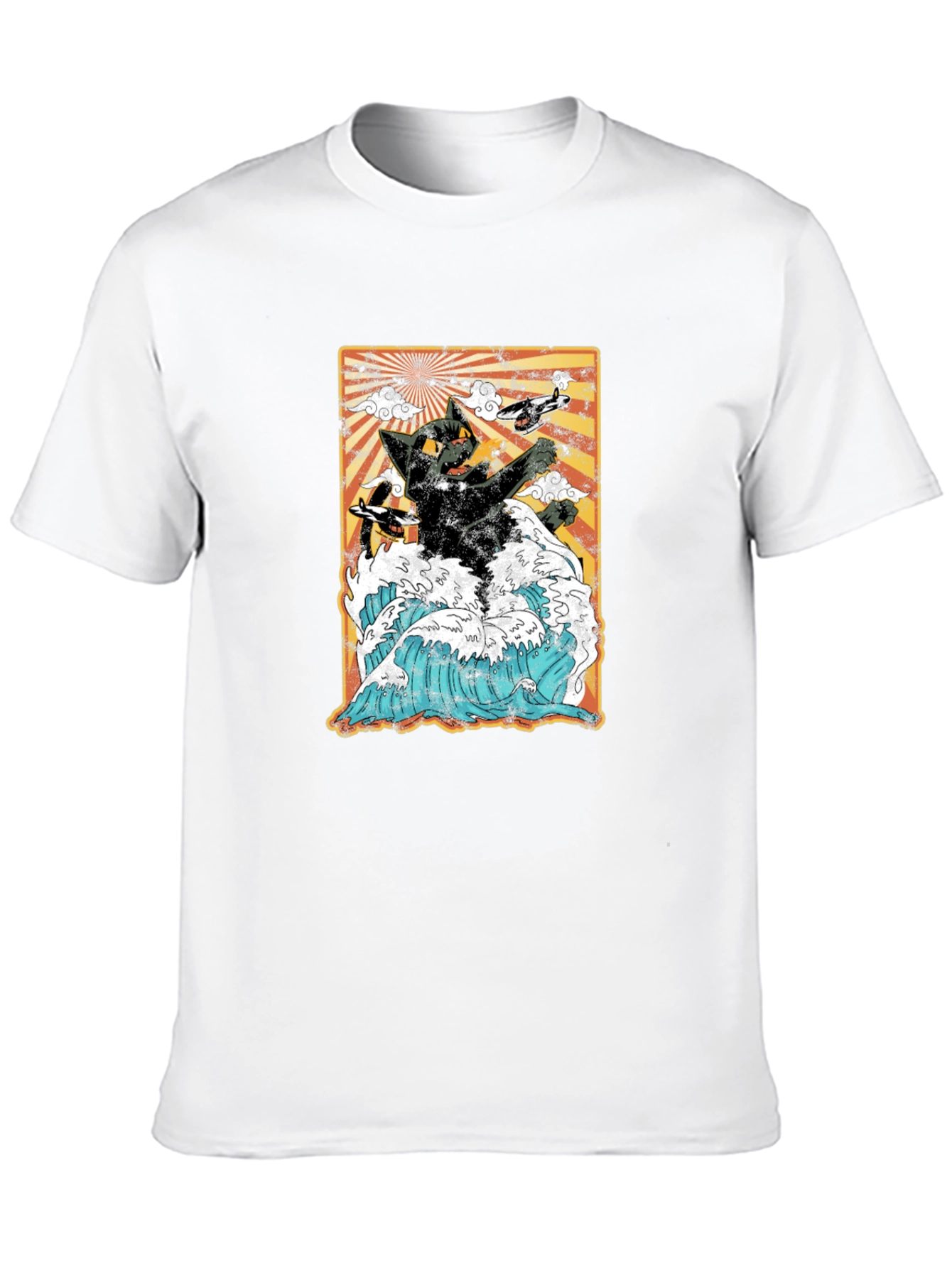Kaiju Cat T-Shirt - Black Graphic Tee Unique Design