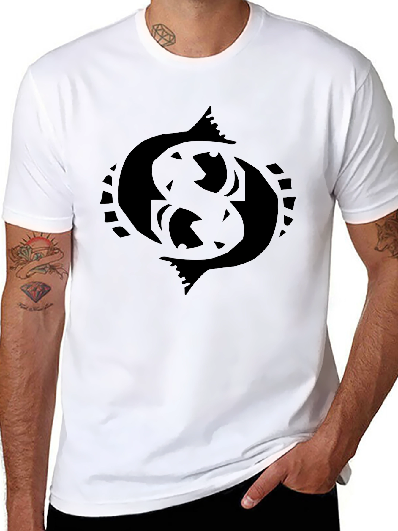 Black Pisces Symbol Graphic Tee