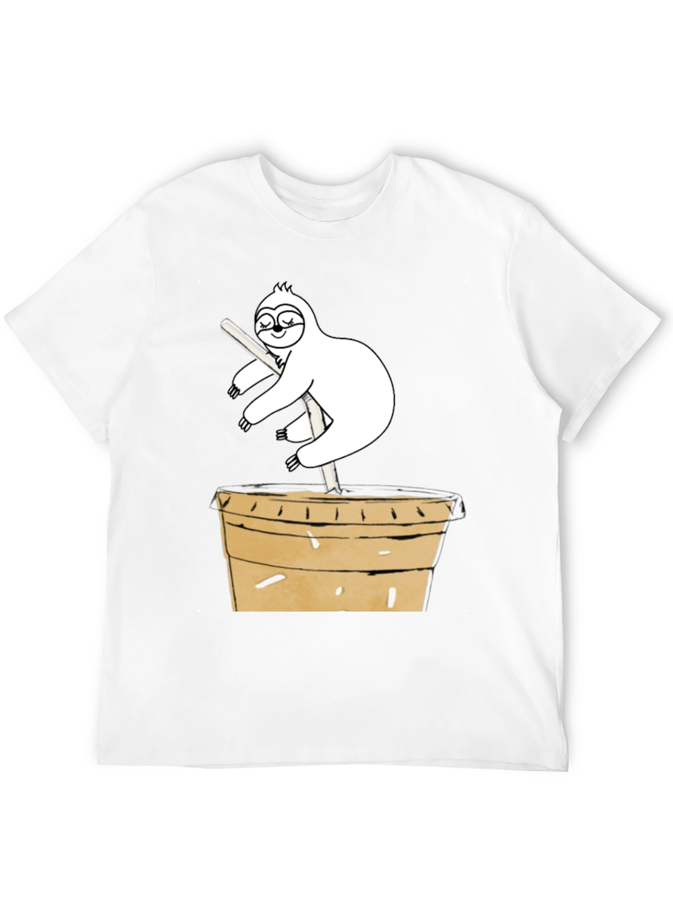 Sloth on Coffee Cup Graphic Tee - Unique Design
