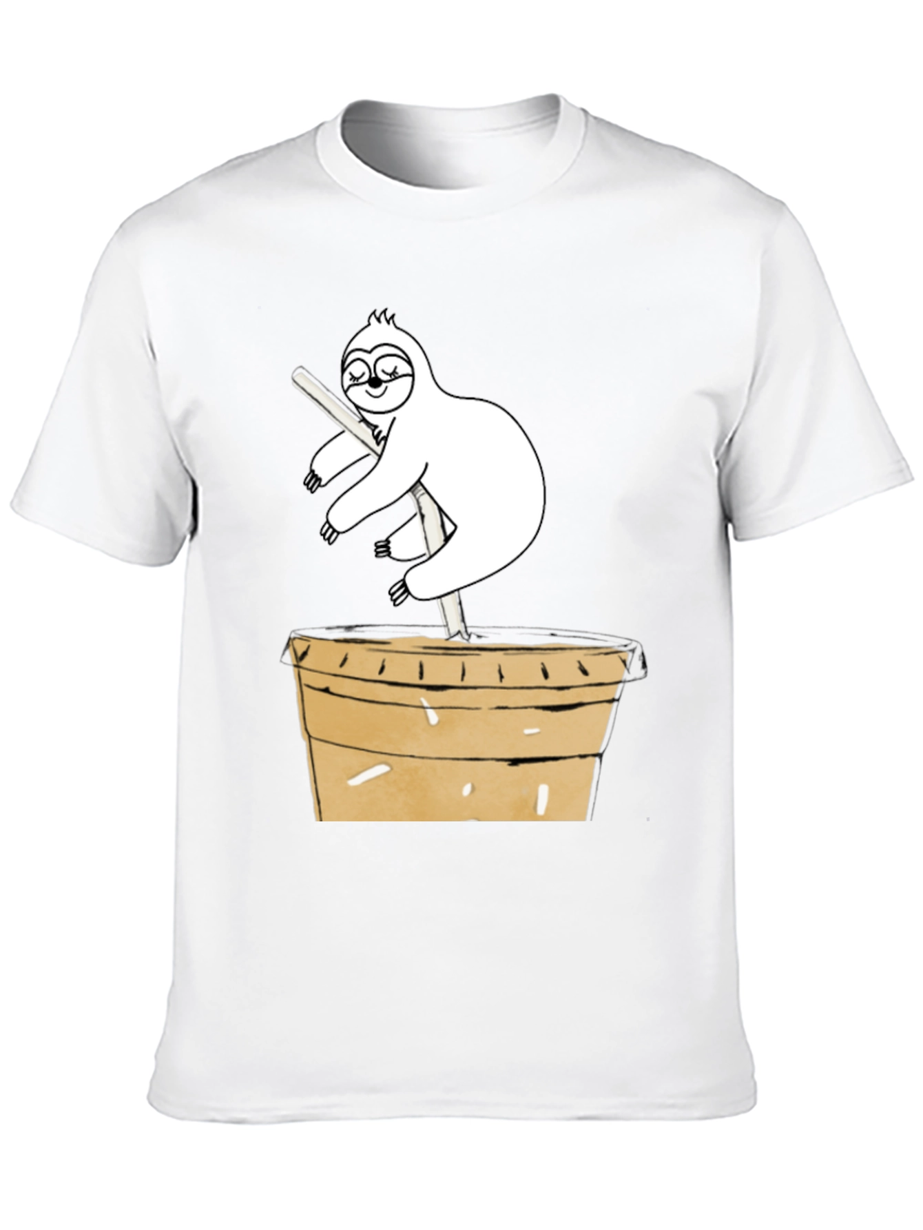 Sloth on Coffee Cup Graphic Tee - Unique Design