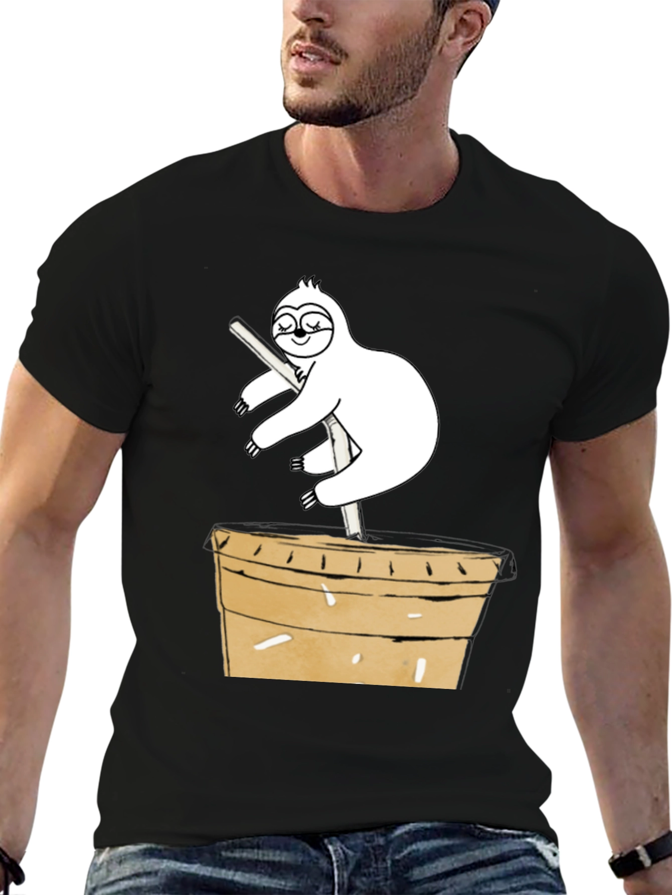 Sloth on Coffee Cup Graphic Tee - Unique Design