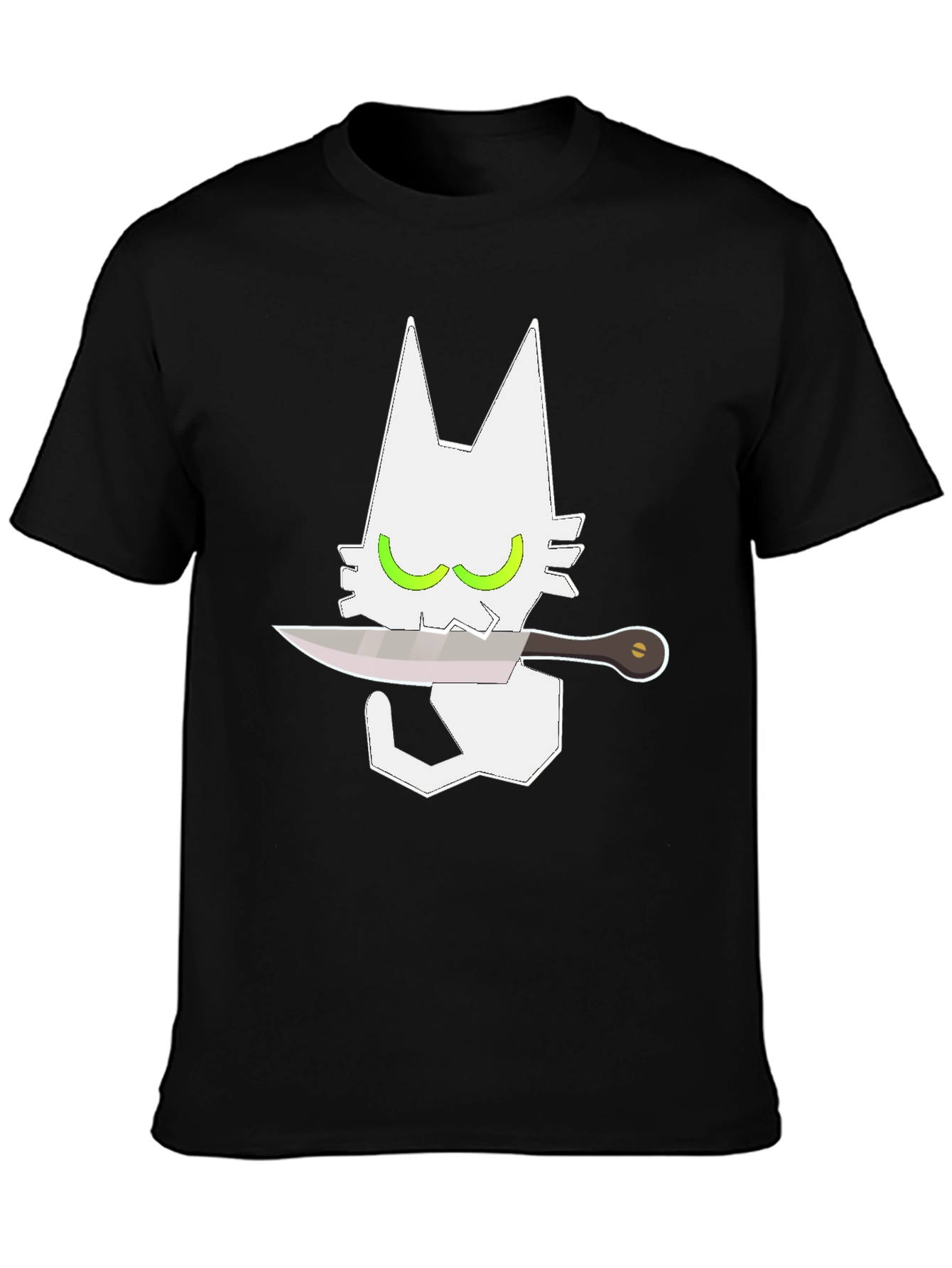 Cat With Knife Graphic Tee - Mens Black T-Shirt
